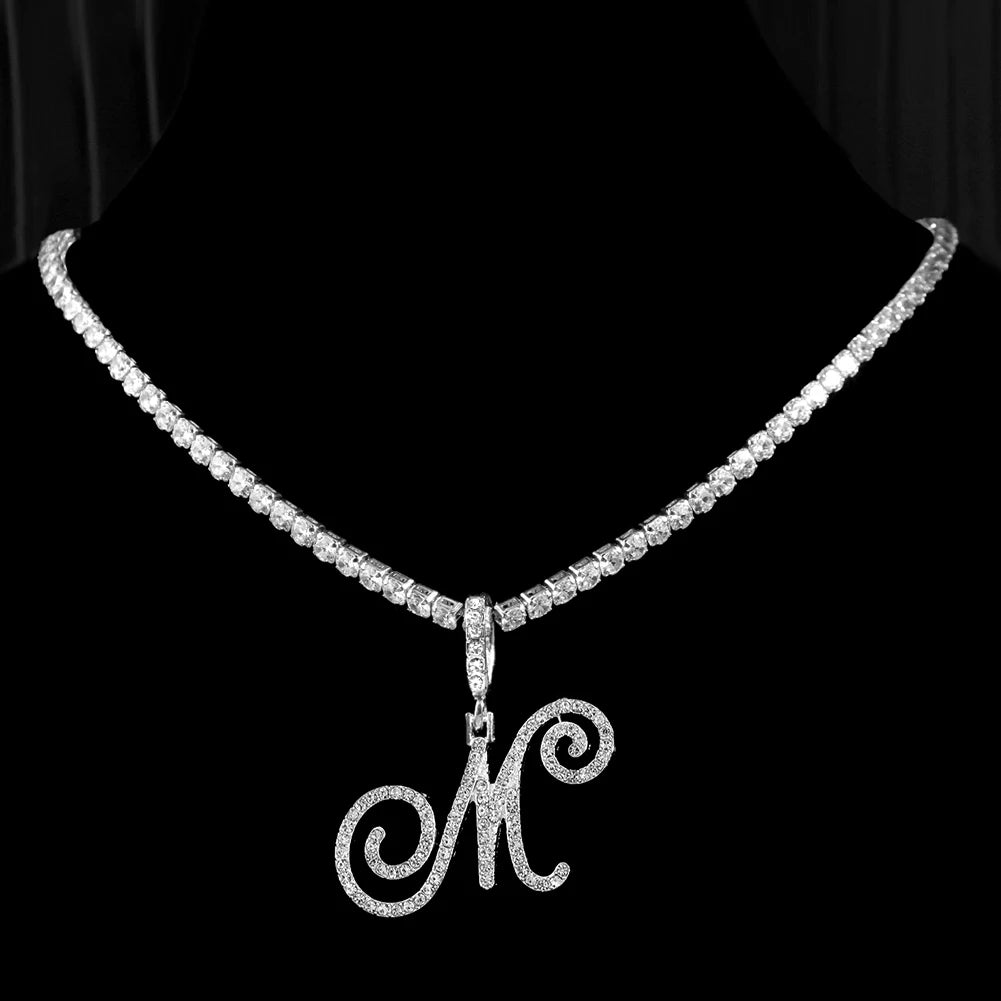 Cursive Zircon Initial Necklace