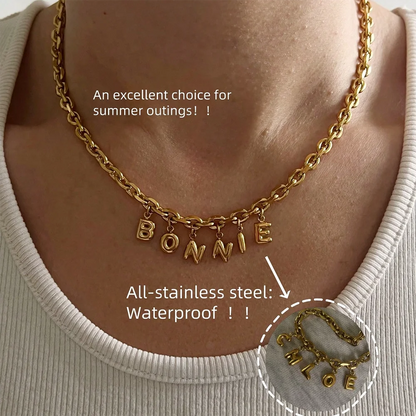 Thick Chain Bubble Name Necklace