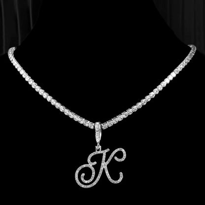 Cursive Zircon Initial Necklace