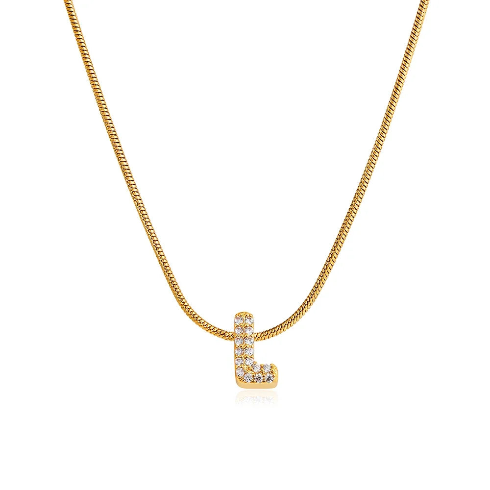 Tiny Zircon Initial Necklace