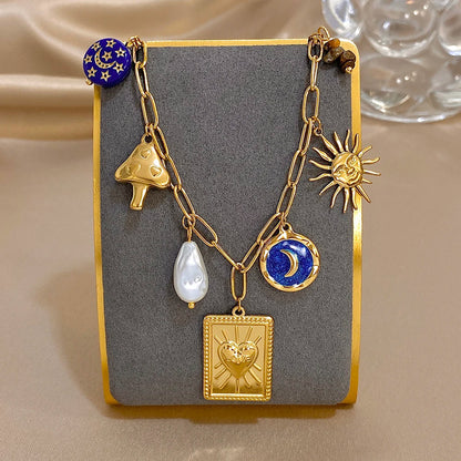 Moon & Heart Charm Necklace