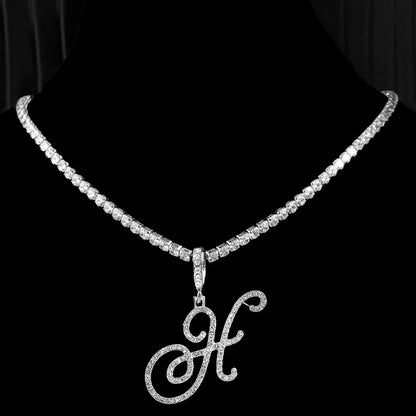 Cursive Zircon Initial Necklace