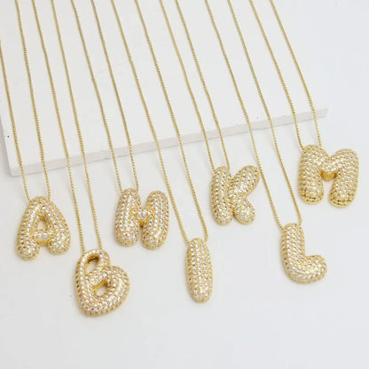 Rhinestone Bubble Initial Necklace