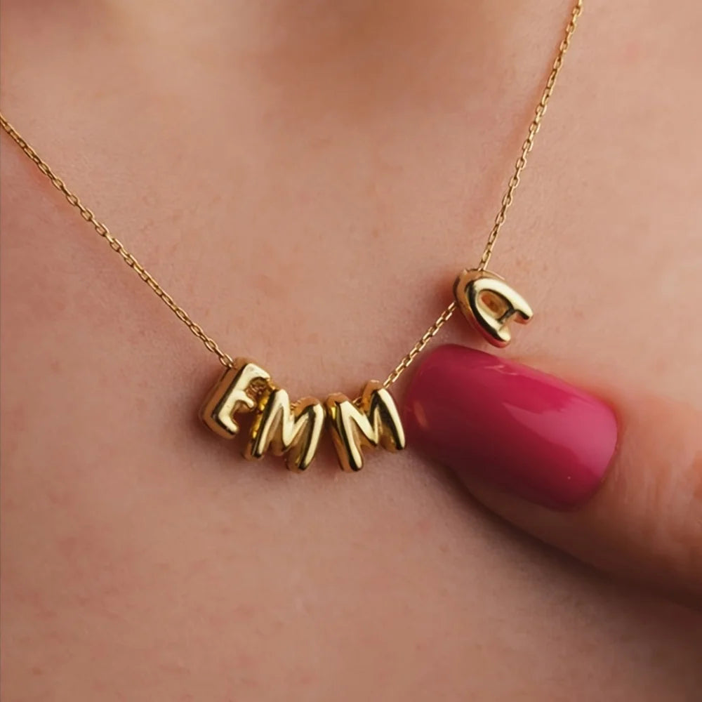 Custom Bubble Name Necklace