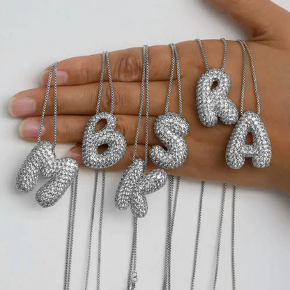 Rhinestone Bubble Initial Necklace