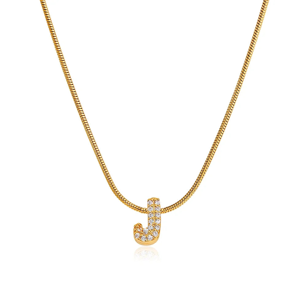 Tiny Zircon Initial Necklace