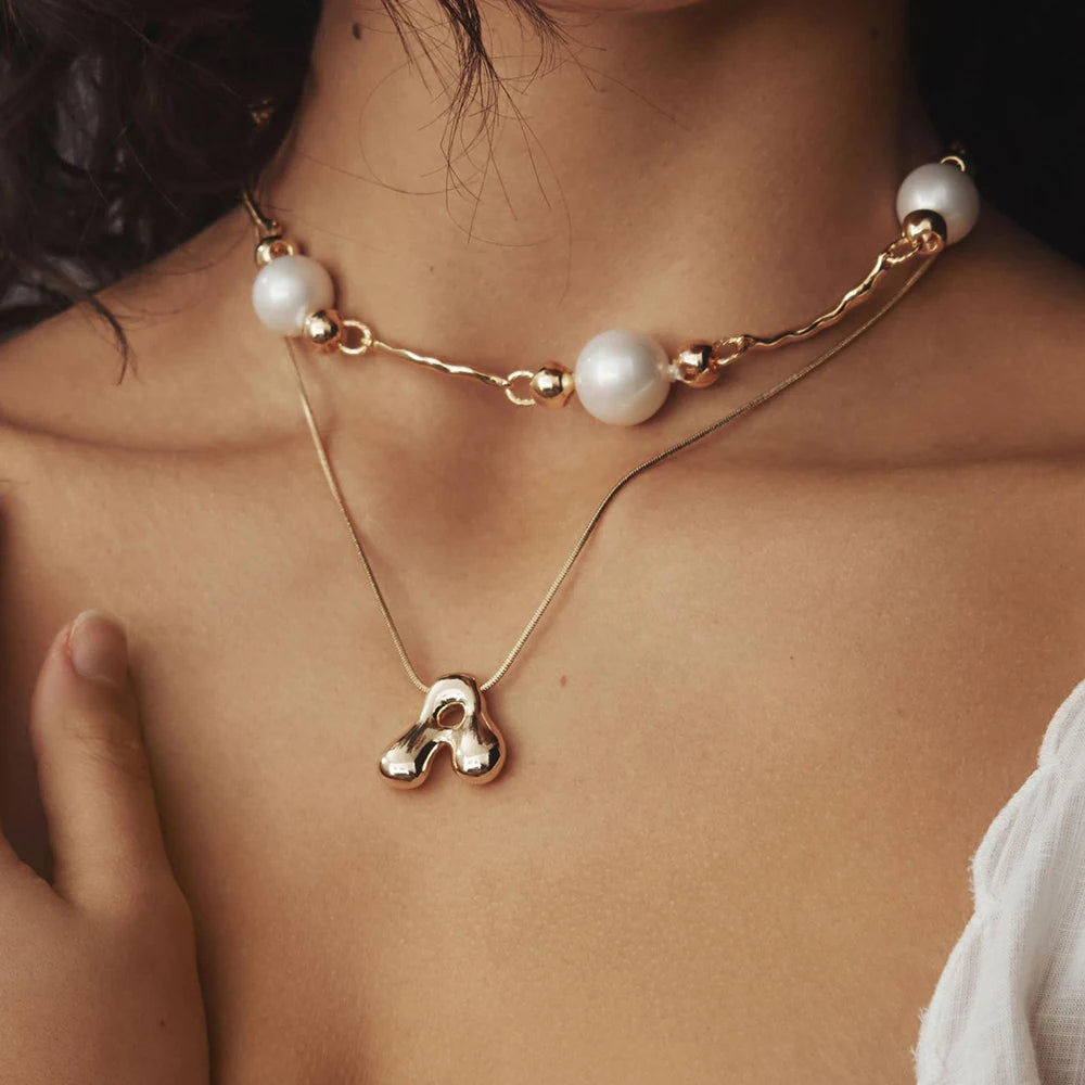 Chunky Bubble Initial Necklace