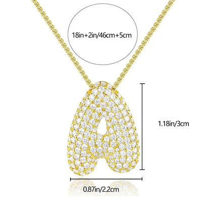 Rhinestone Bubble Initial Necklace