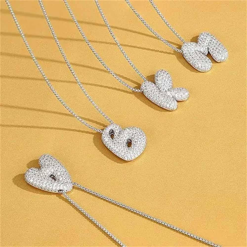 Rhinestone Bubble Initial Necklace