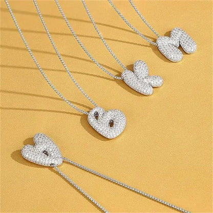 Rhinestone Bubble Initial Necklace