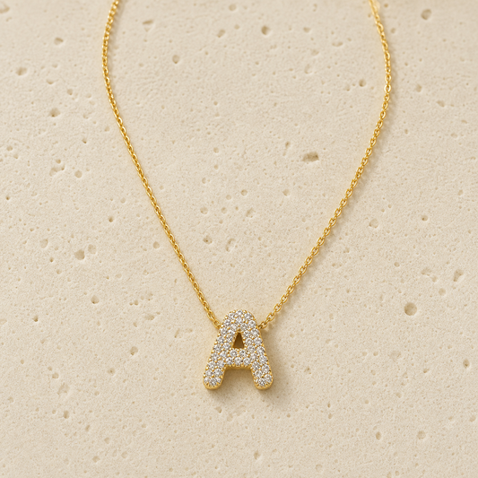 Custom Moissanite Initial Necklace by Corenia