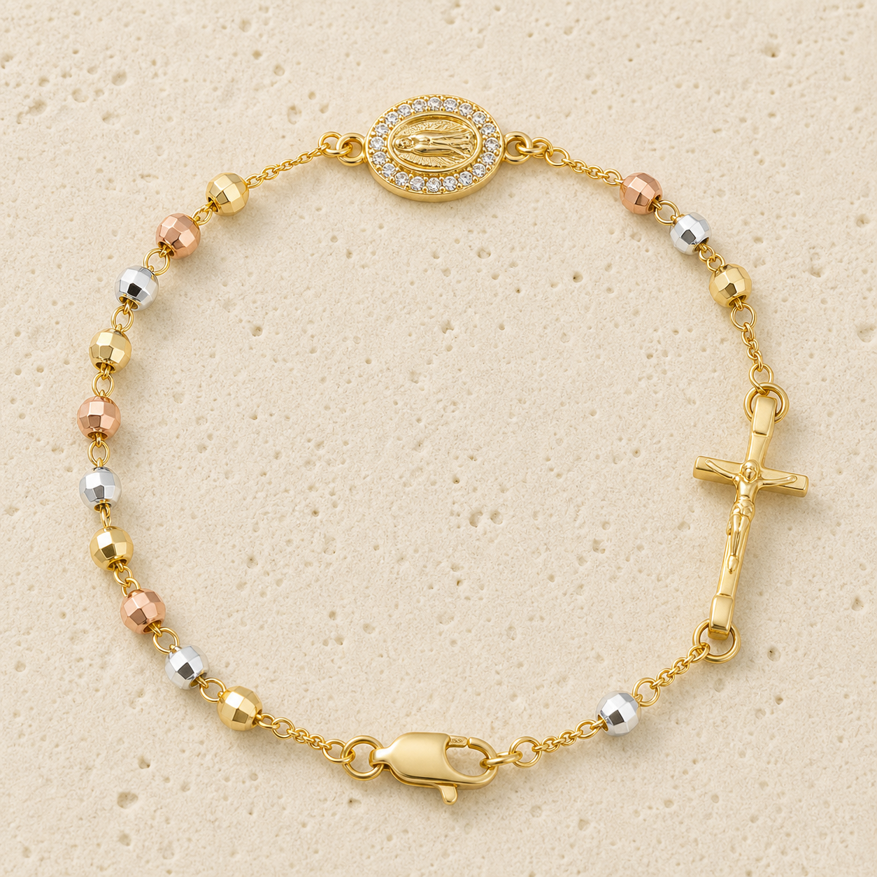 Gold Bead Cross Bracelet by Corenia