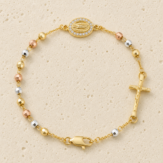 Gold Bead Cross Bracelet by Corenia