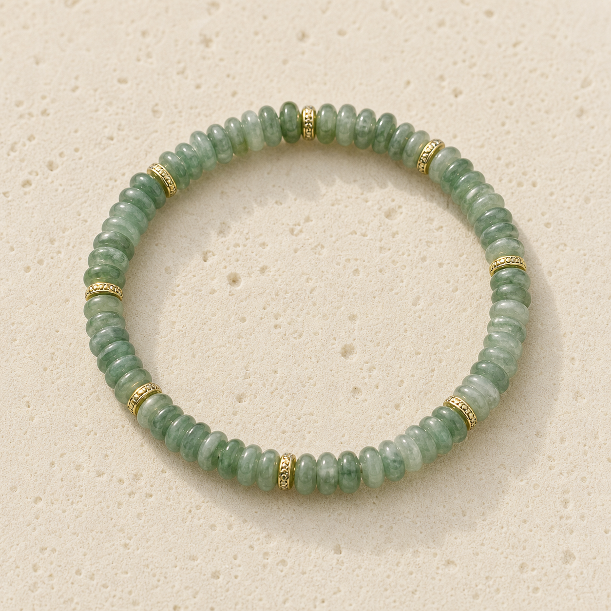 Green Jade Bead Bracelet by Corenia