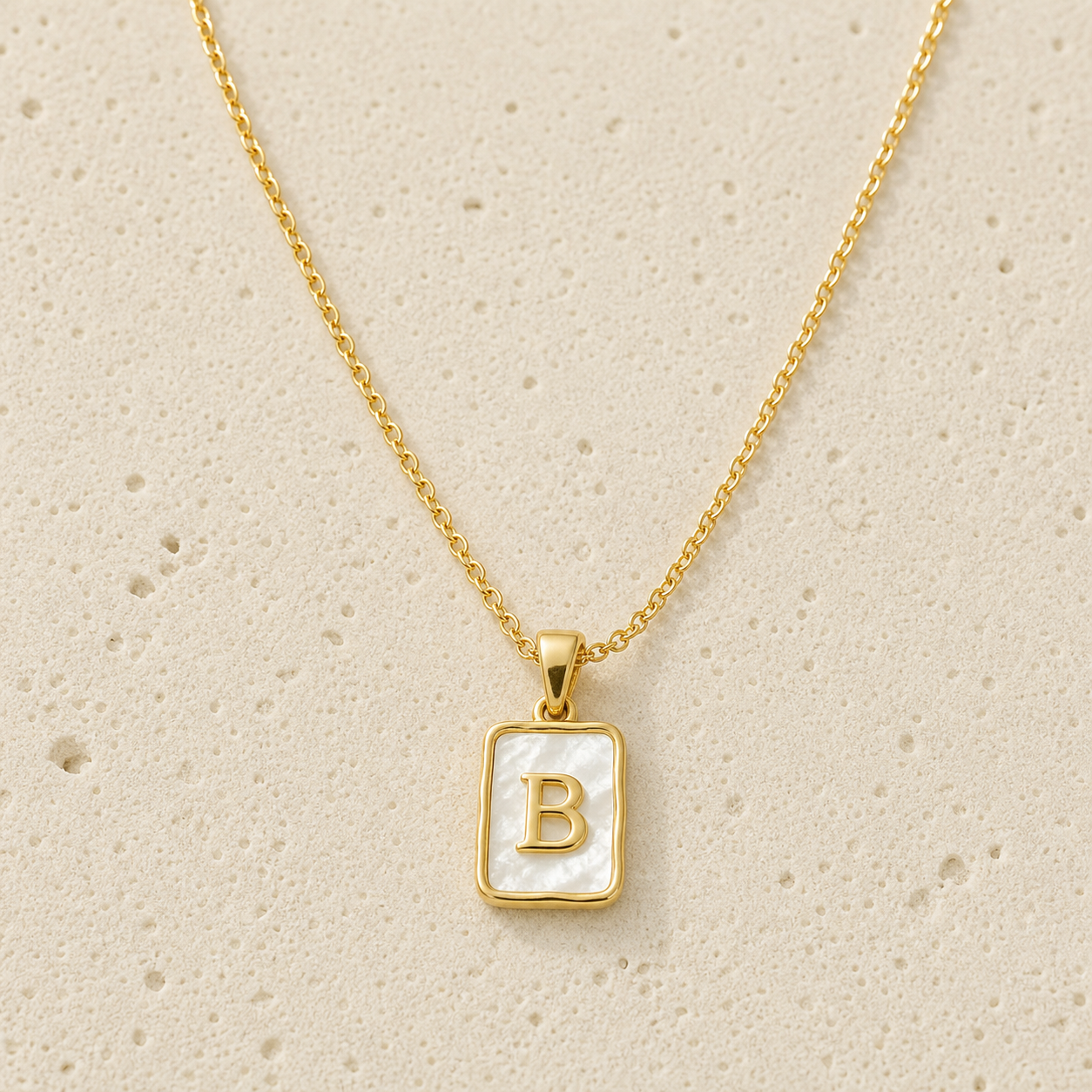 Mother of Pearl Initial Necklace by Corenia