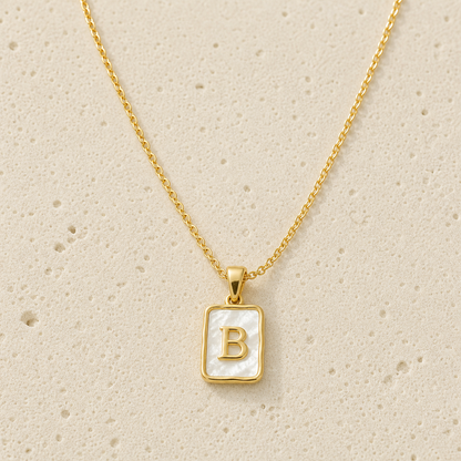 Mother of Pearl Initial Necklace by Corenia