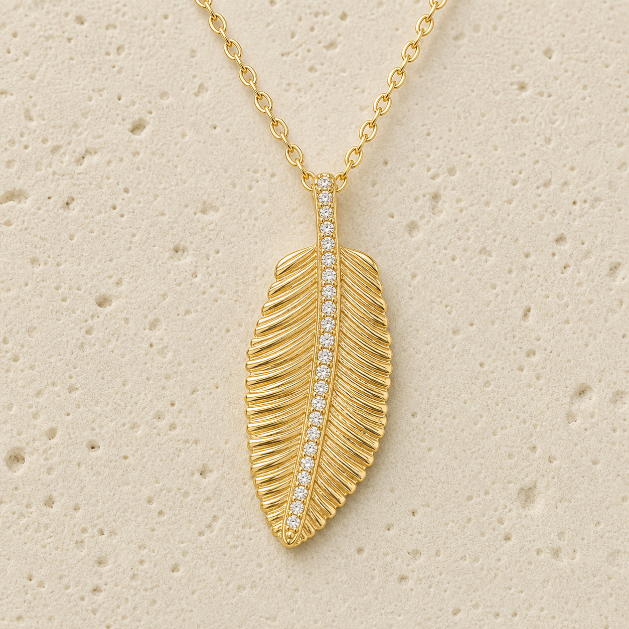 Olive Leaf Moissanite Necklace by Corenia