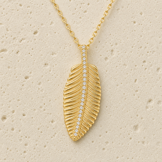 Olive Leaf Moissanite Necklace by Corenia
