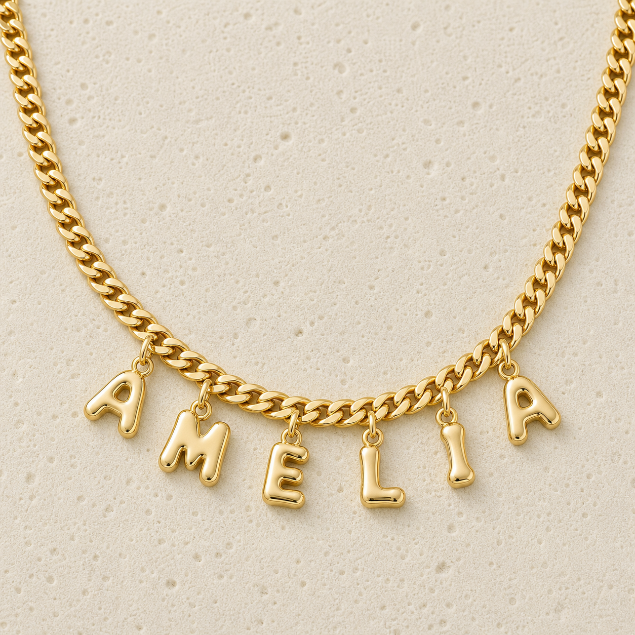 Thick Chain Bubble Name Necklace by Corenia